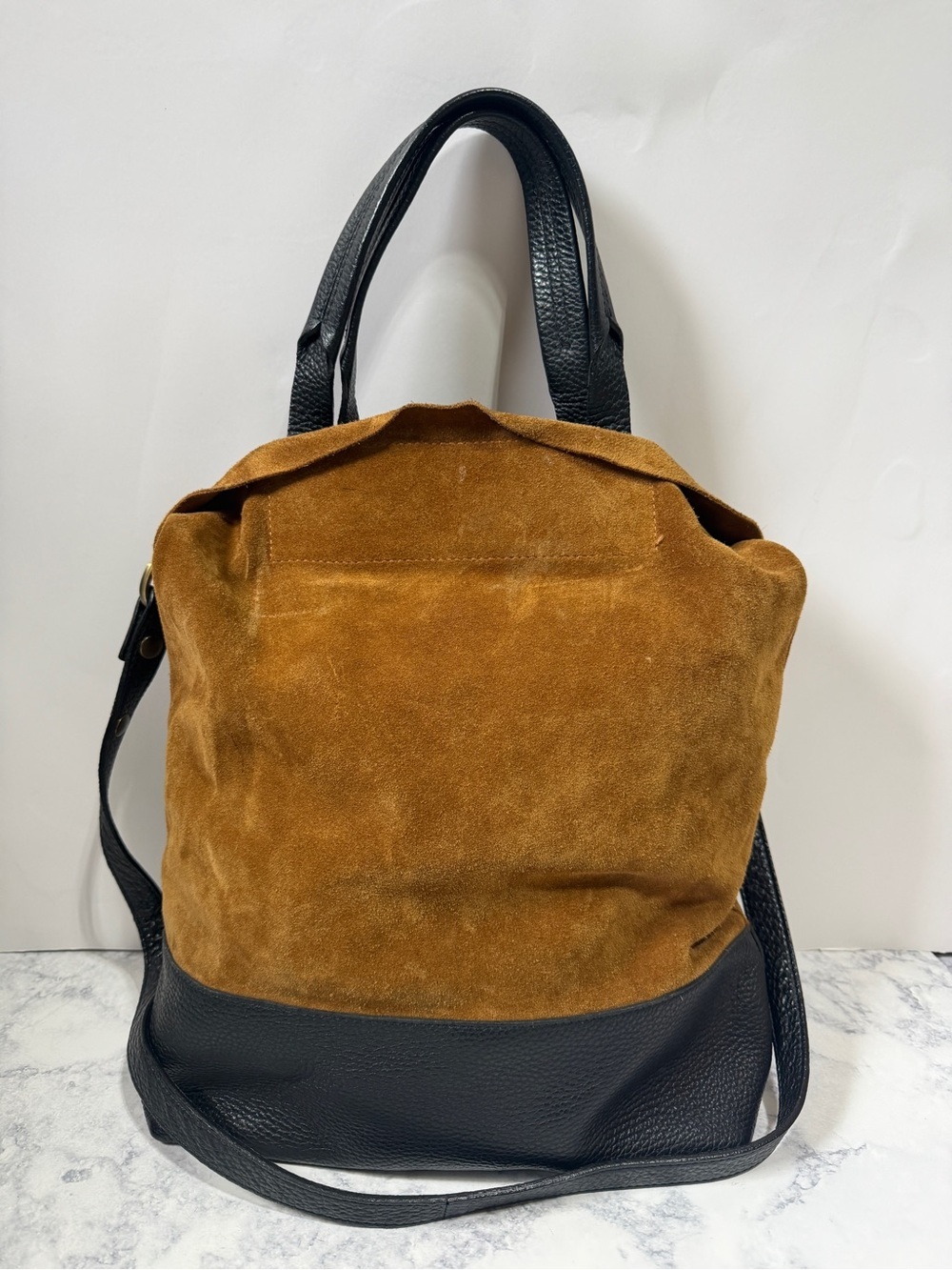 Sundance brown black suede leather boho slouchy shoulder crossbody bag tote